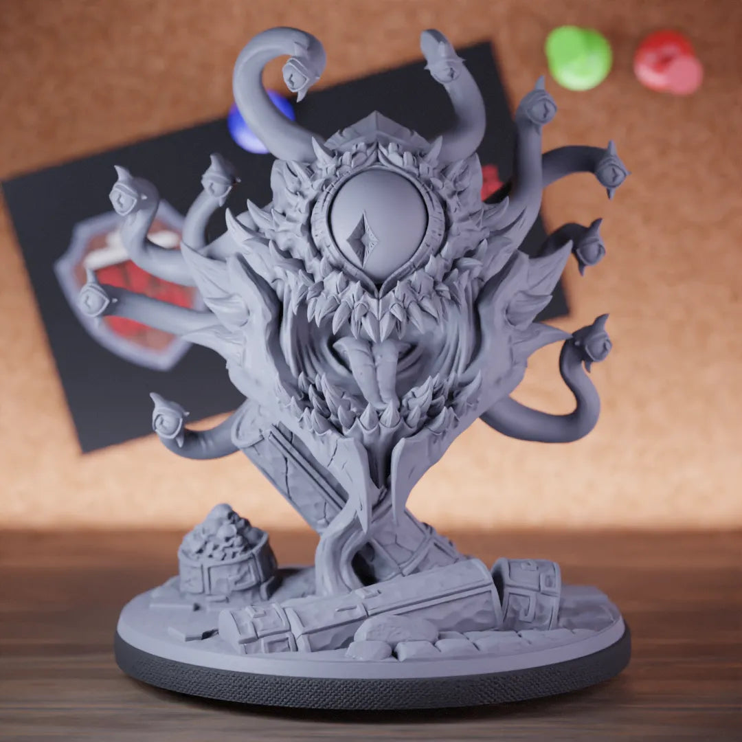 Highly detailed mythraxxis all seeing tyrant eye beholder miniature of Mythraxxis, perfect for DnD 5e encounters, fantasy tabletop RPG campaigns, painting and display.