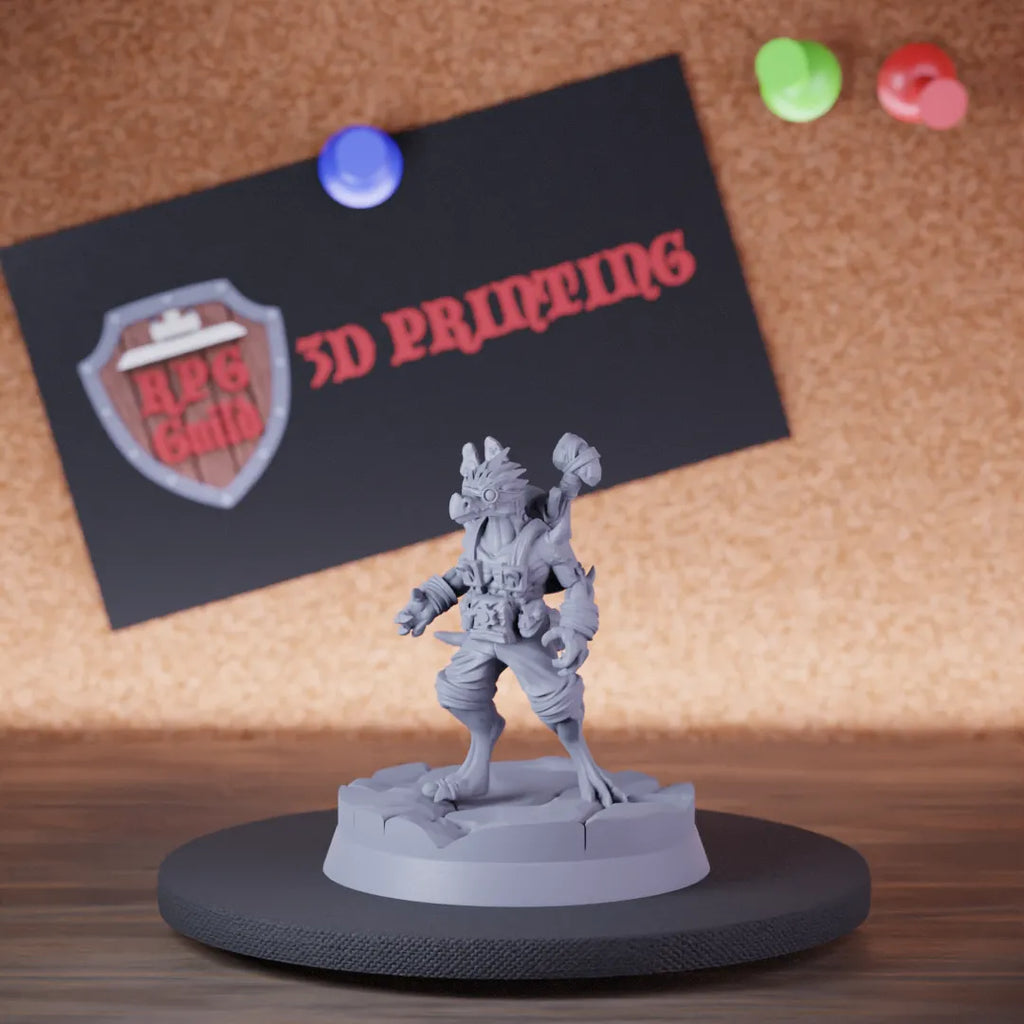 Highly detailed artificer kobold inventor miniature of NaagTheInventor, perfect for DnD 5e encounters, fantasy tabletop RPG campaigns, painting and display.