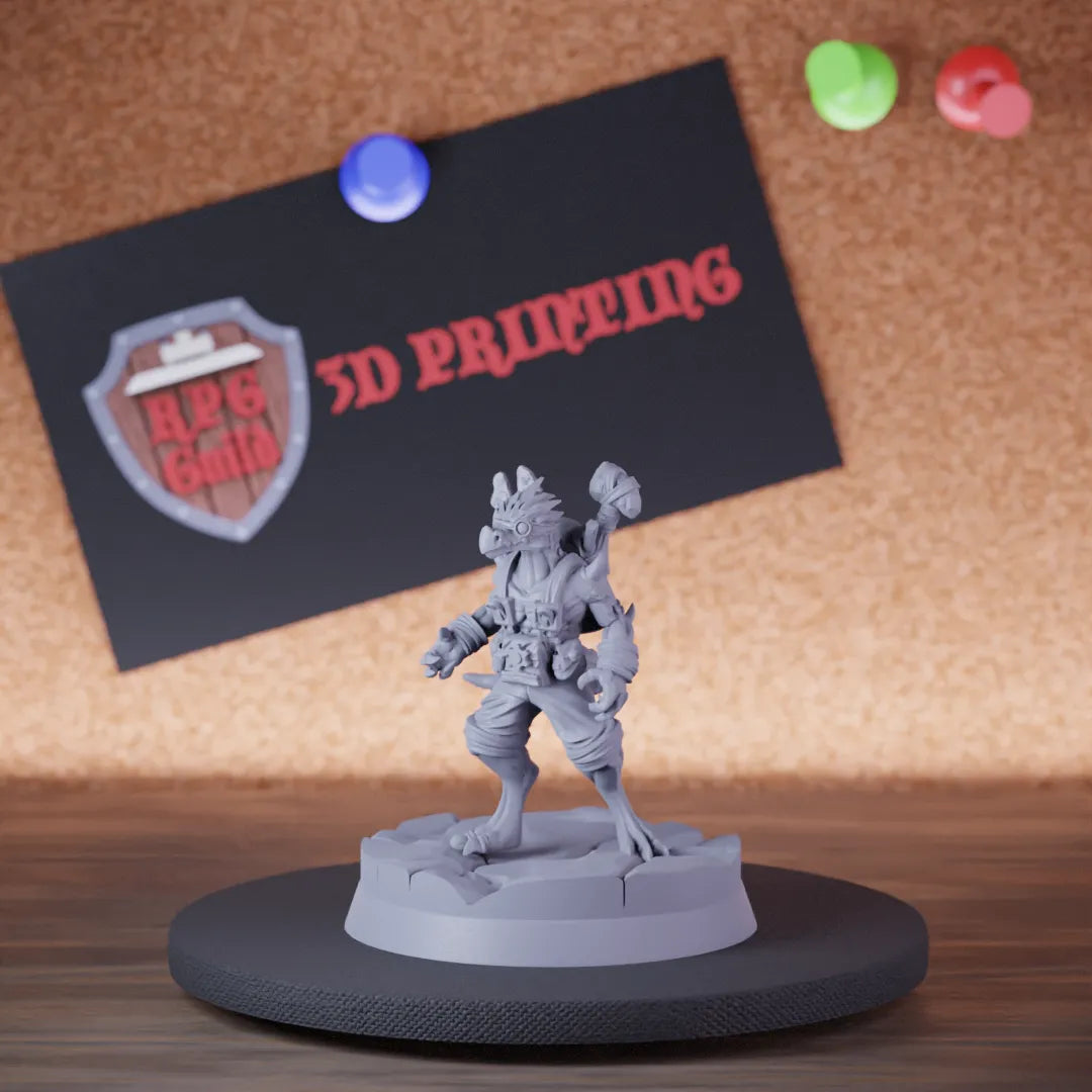 Highly detailed artificer kobold inventor miniature of NaagTheInventor, perfect for DnD 5e encounters, fantasy tabletop RPG campaigns, painting and display.