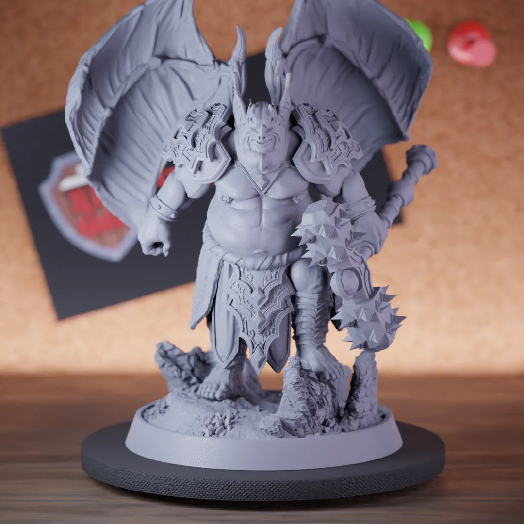 Highly detailed demon boss winged fiend miniature of Nicodemus, perfect for DnD 5e encounters, fantasy tabletop RPG campaigns, painting and display.