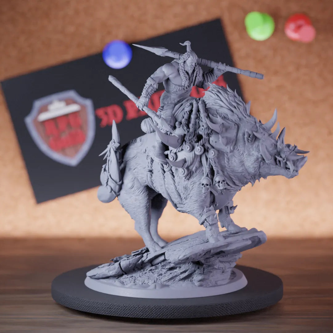 Orc 5e | DnD Orc Mounted Boar Spear Miniature