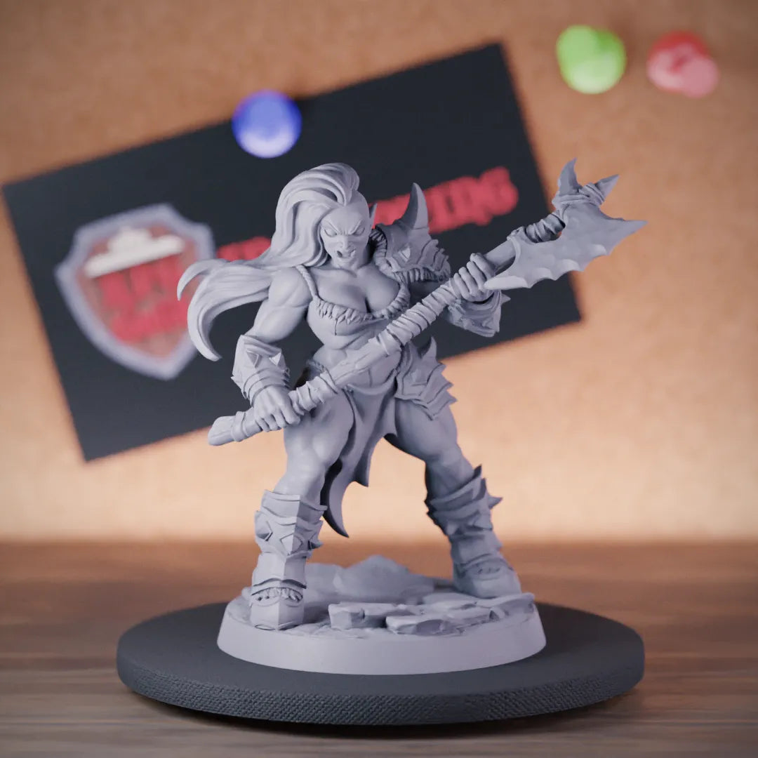 Orc 5e | DnD Female Barbarian Battleaxe Miniature