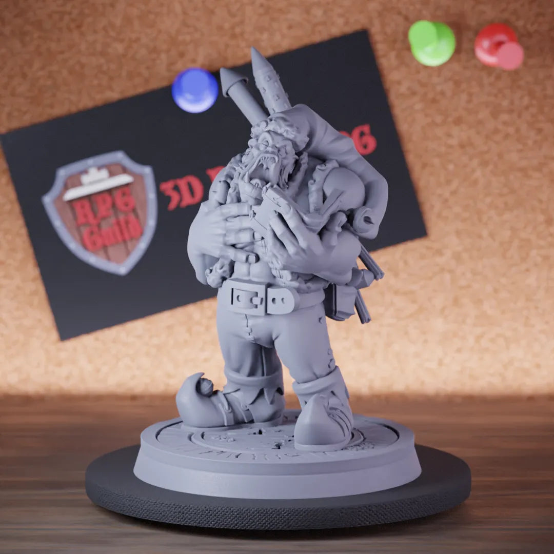 Highly detailed orc chistmas carol singer miniature of Orc, perfect for DnD 5e encounters, fantasy tabletop RPG campaigns, painting and display.