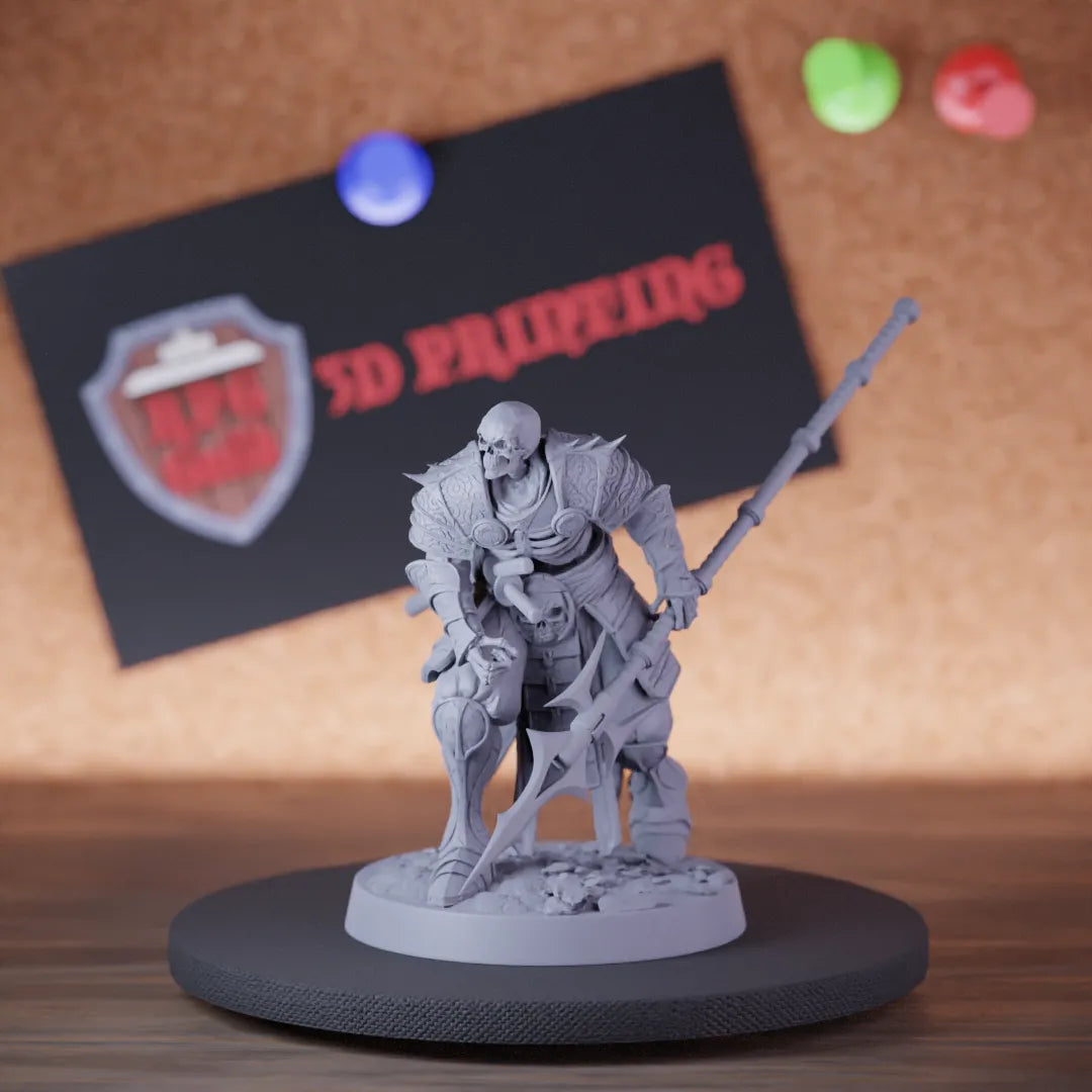 Highly detailed samurai skeleton spear miniature of OrientalSkeleton, perfect for DnD 5e encounters, fantasy tabletop RPG campaigns, painting and display.