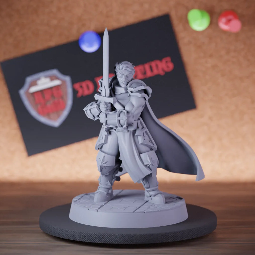 Highly detailed paladin human oath devotion miniature of Paladin, perfect for DnD 5e encounters, fantasy tabletop RPG campaigns, painting and display.