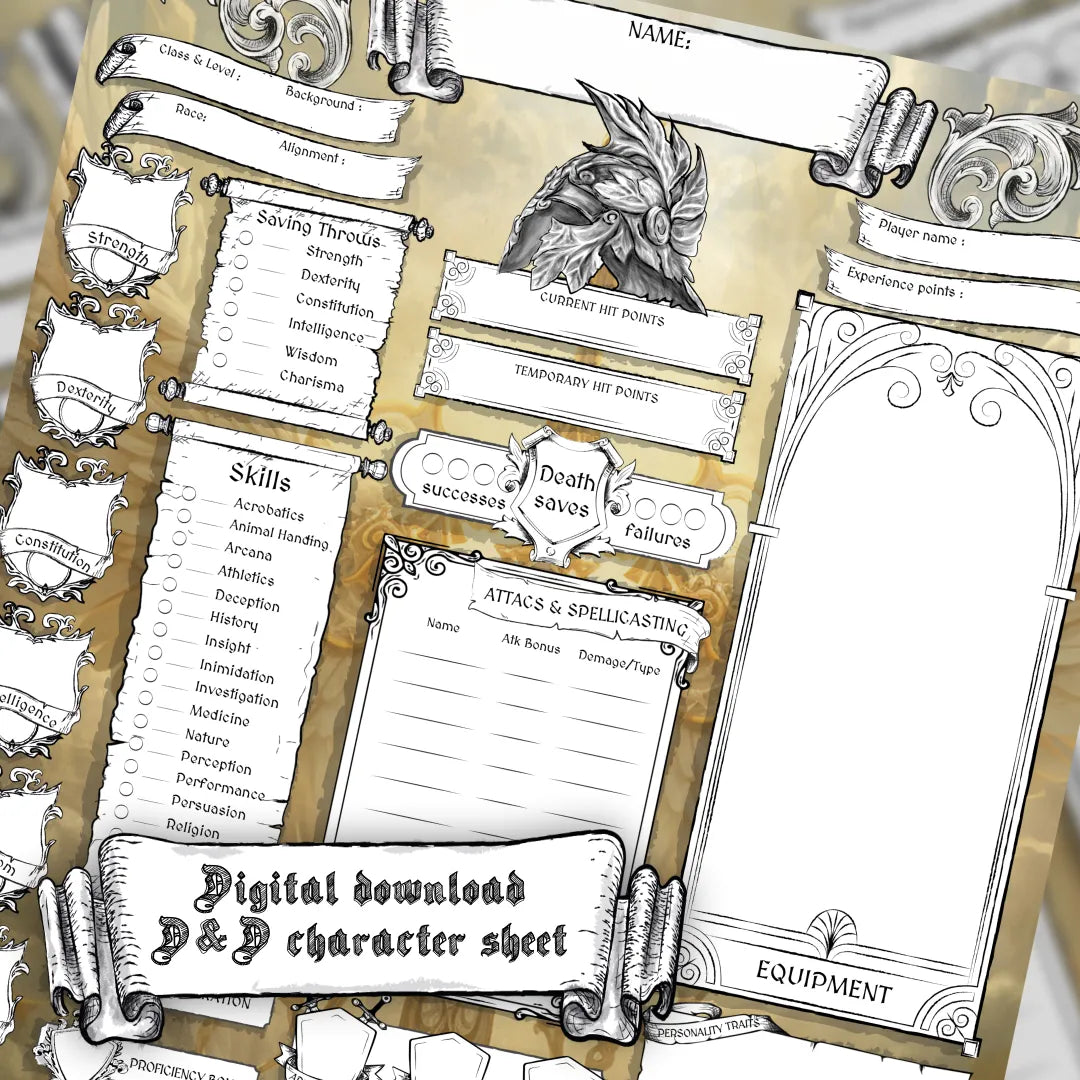 Dnd Pf Example Printable DnD 5e Character Sheet PDF - Paladin | RPG Guild – DnD ...