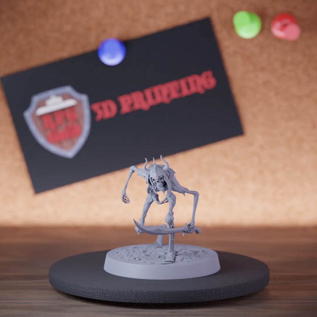 Highly detailed skeleton persian scimitar sneak miniature of PersianSkeleton, perfect for DnD 5e encounters, fantasy tabletop RPG campaigns, painting and display.