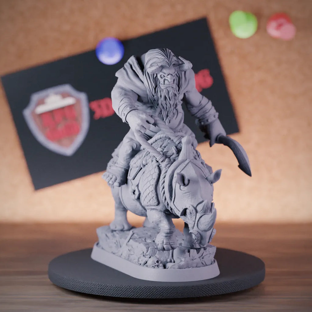 Ogre 5e | DnD Ogre Mounted Rhino Rider Miniature