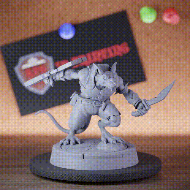 Rattenmenschen 5e | DnD Krieger mit zwei Waffen (Miniatur)