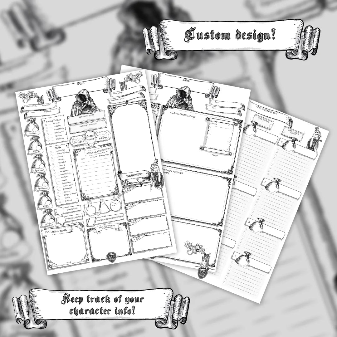 Printable DnD Character Sheet 5e PDF - Rogue | RPG Guild – DnD Miniatures & Accessories printable-dnd-character-sheet-5e-pdf-rogue-rpg-guild-dnd-miniatures-accessories
