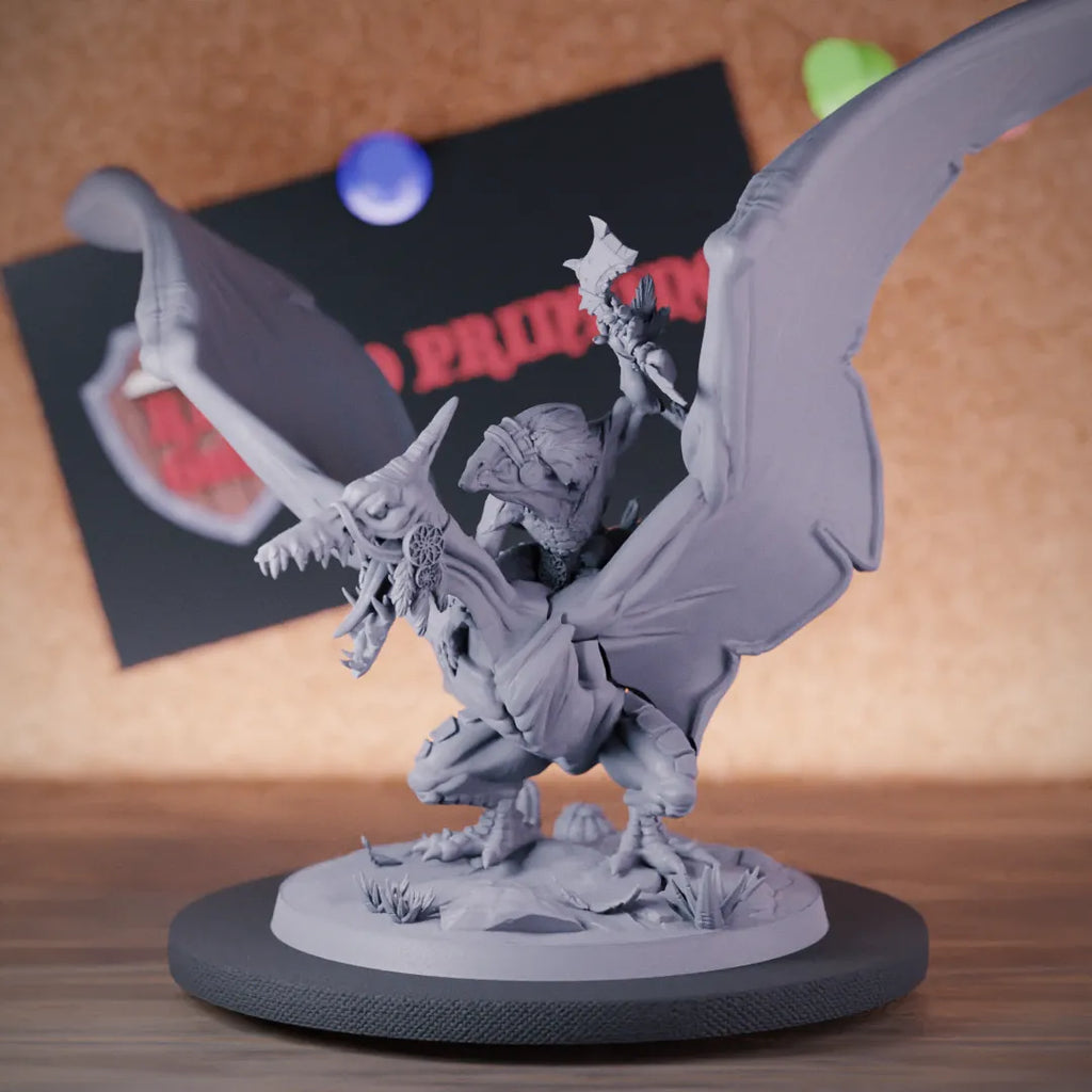 Lizardfolk 5e | DnD Pterodactyl Rider Tribal Miniature 