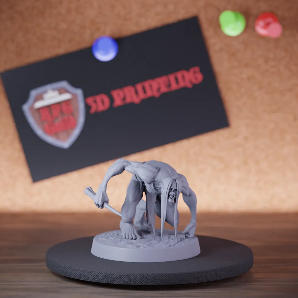 Highly detailed zombie savage ghoul crouch miniature of SavageGhoul, perfect for DnD 5e encounters, fantasy tabletop RPG campaigns, painting and display.