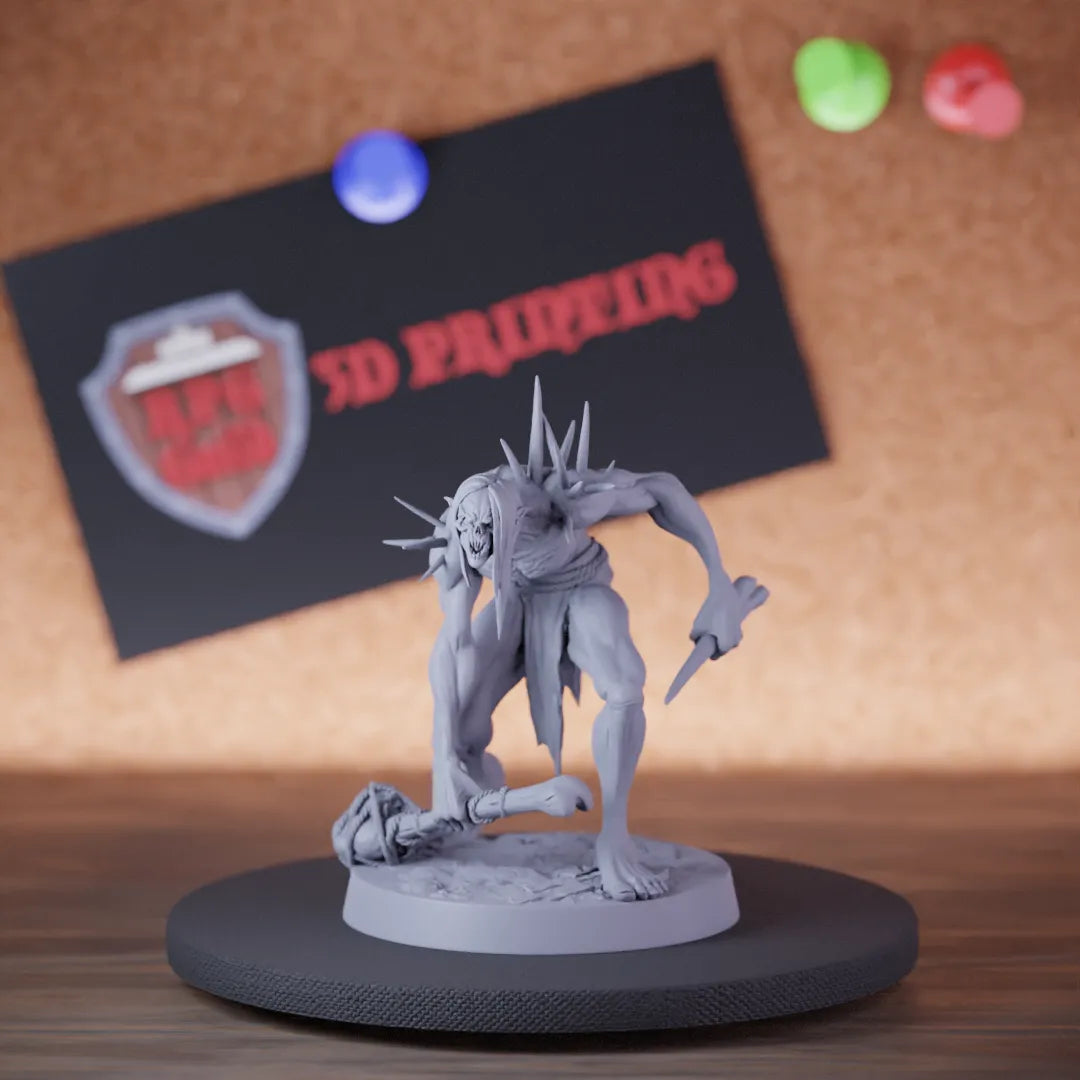Highly detailed zombie greater savage ghoul miniature of SavageGhoul, perfect for DnD 5e encounters, fantasy tabletop RPG campaigns, painting and display.