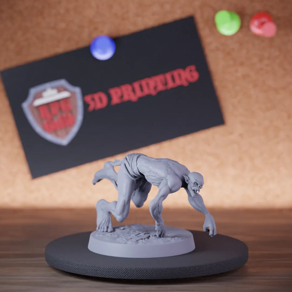 Highly detailed zombie savage ghoul monkey miniature of SavageGhoul, perfect for DnD 5e encounters, fantasy tabletop RPG campaigns, painting and display.