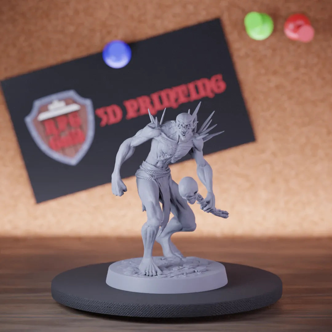 Highly detailed zombie ancient savage ghoul miniature of SavageGhoul, perfect for DnD 5e encounters, fantasy tabletop RPG campaigns, painting and display.