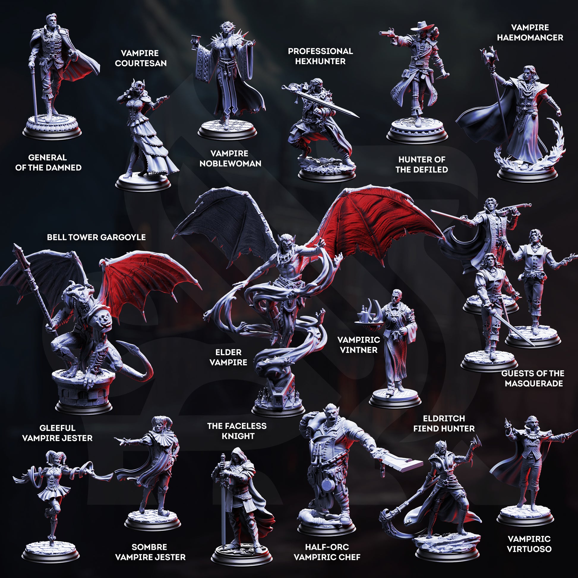 Crimson Masquerade Bundle | DnD Miniature Set | 32-75mm