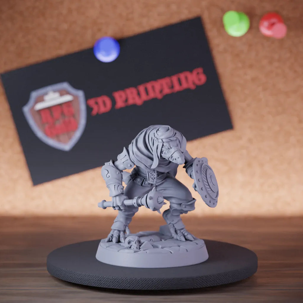 Kobold 5e | DnD Desert Kobold Mace Shield Miniature