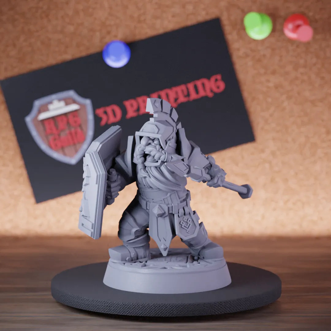 Dwarf 5e | DnD Dwarf Armored Paladin Spear Miniature