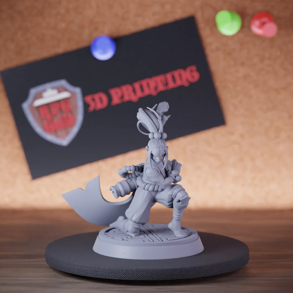 Highly detailed female monk human fist master miniature of Silentclaw, perfect for DnD 5e encounters, fantasy tabletop RPG campaigns, painting and display.