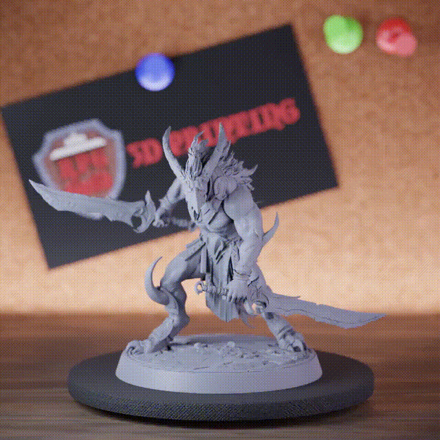 Demon 5e | DnD Infantry Skorath Double Sword Taunt Miniature