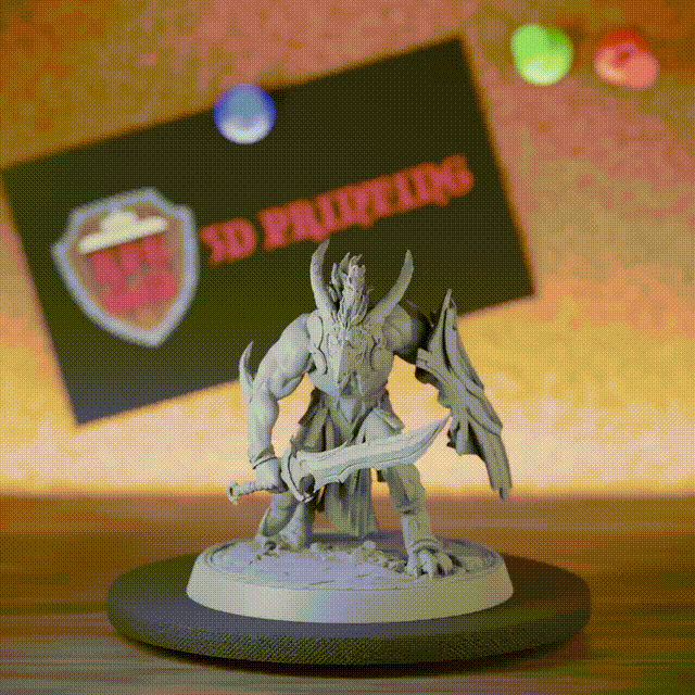 Demon 5e | DnD Infantry Horned Sword Shield Demon Miniature