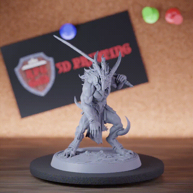 Demon 5e | DnD Infantry Horned Longsword Demon Miniature