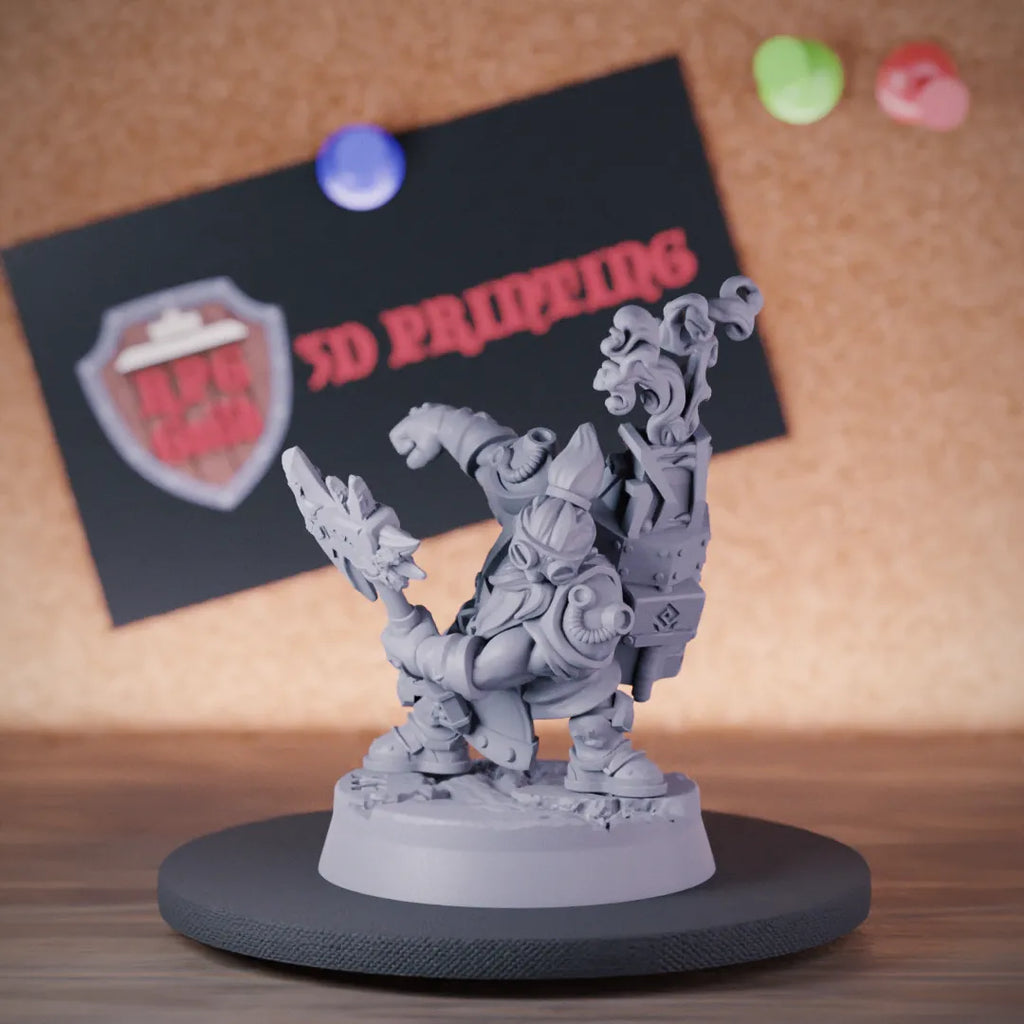 Dwarf 5e | DnD Dwarf Flamethrower Battleaxe Miniature