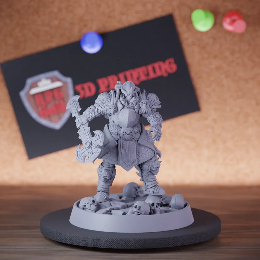 Highly detailed undead skeleton battleaxe armored miniature of Spectral, perfect for DnD 5e encounters, fantasy tabletop RPG campaigns, painting and display.