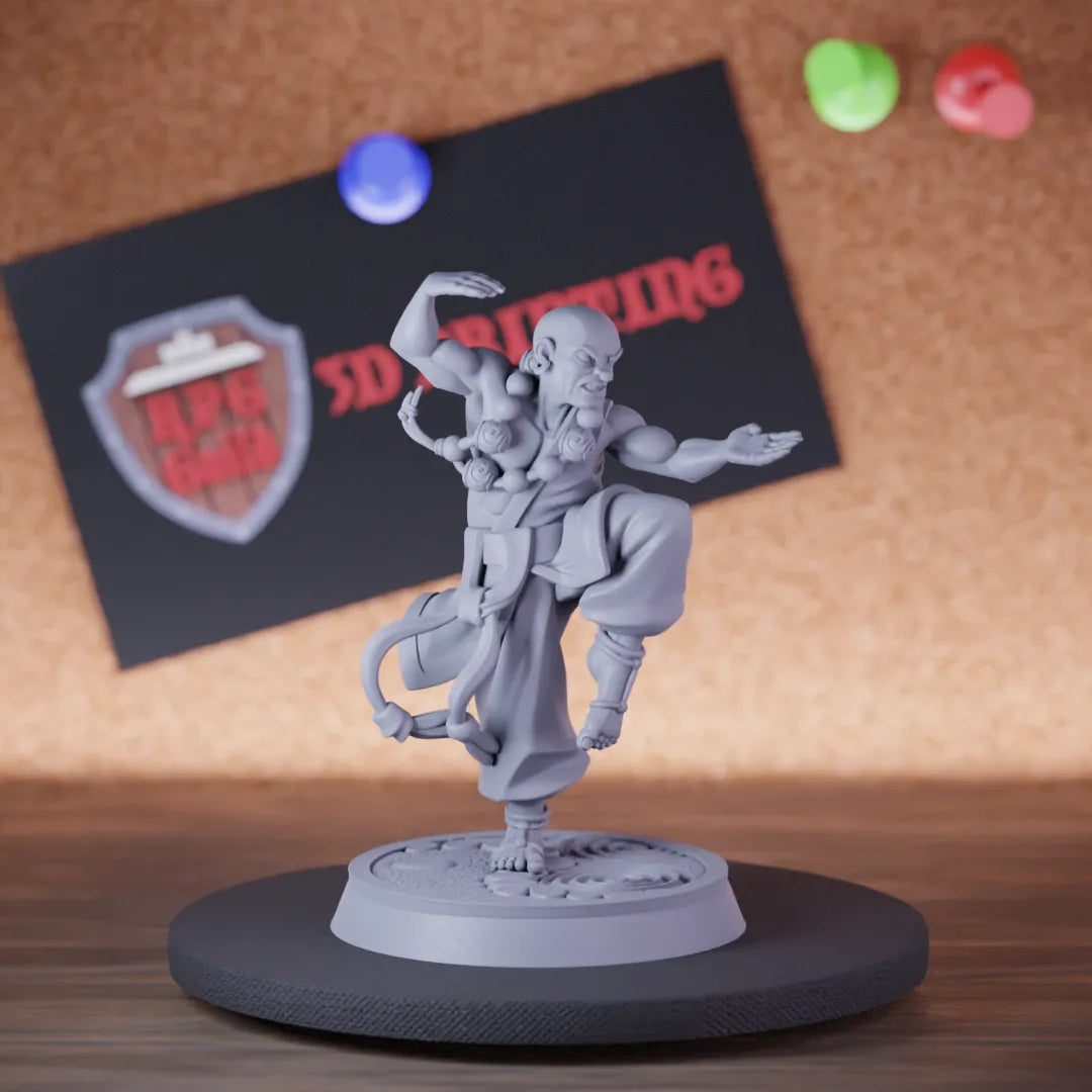 Highly detailed monk old karate master miniature of StanceMonk, perfect for DnD 5e encounters, fantasy tabletop RPG campaigns, painting and display.