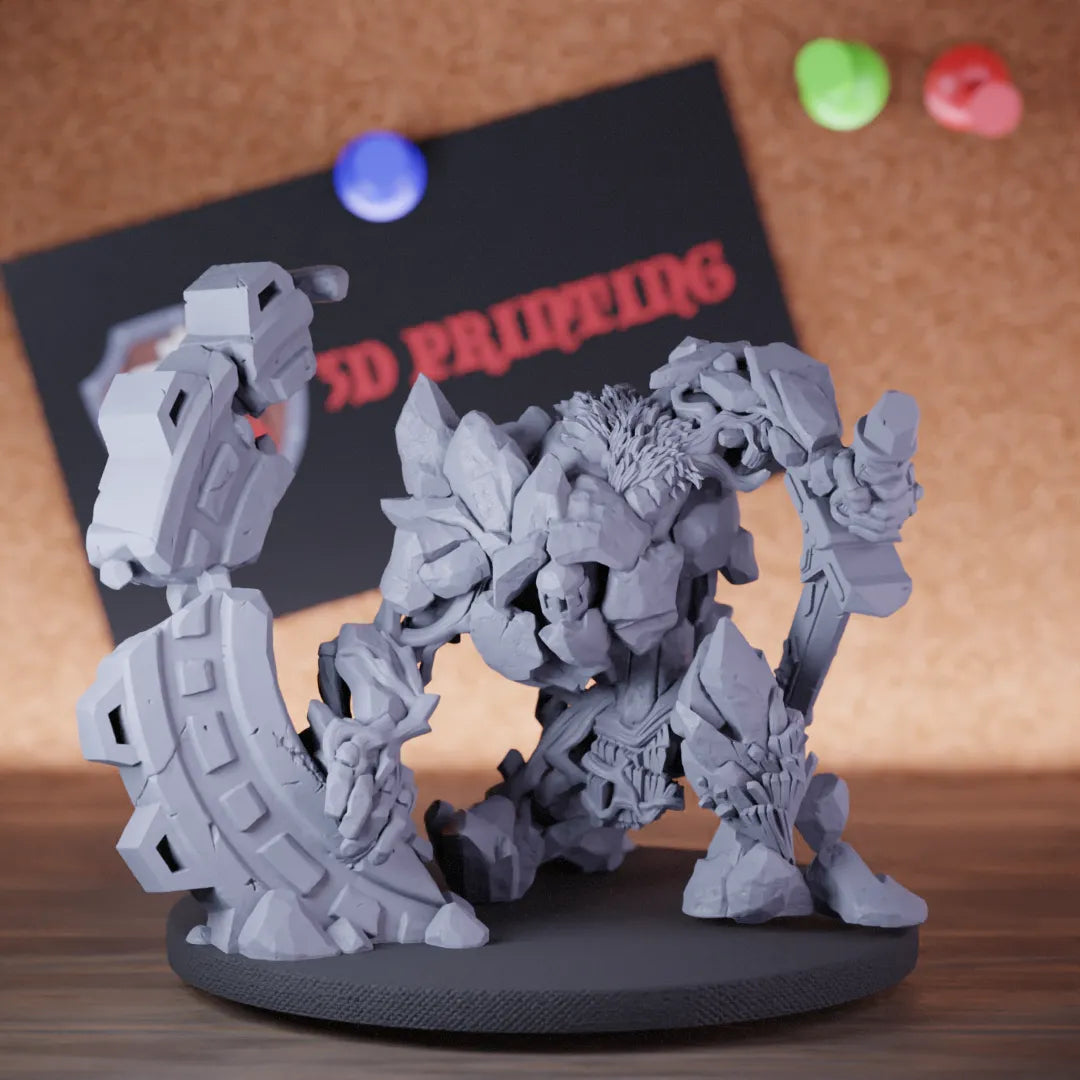 Highly detailed golem boss stone miniature of Stone, perfect for DnD 5e encounters, fantasy tabletop RPG campaigns, painting and display.