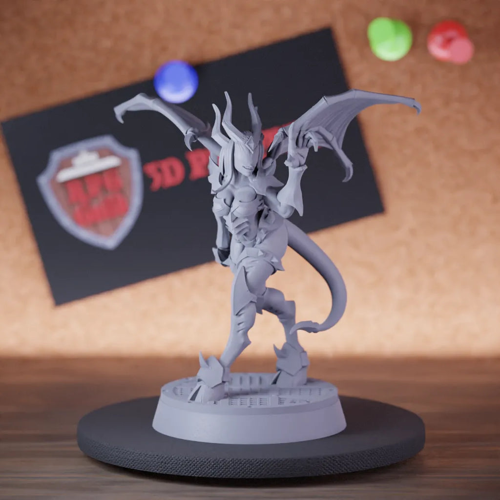 Highly detailed demon succubus enchantress hellish miniature of Succubus, perfect for DnD 5e encounters, fantasy tabletop RPG campaigns, painting and display.