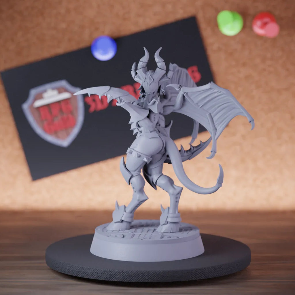 Highly detailed demon succubus hellmaiden miniature of Succubus, perfect for DnD 5e encounters, fantasy tabletop RPG campaigns, painting and display.