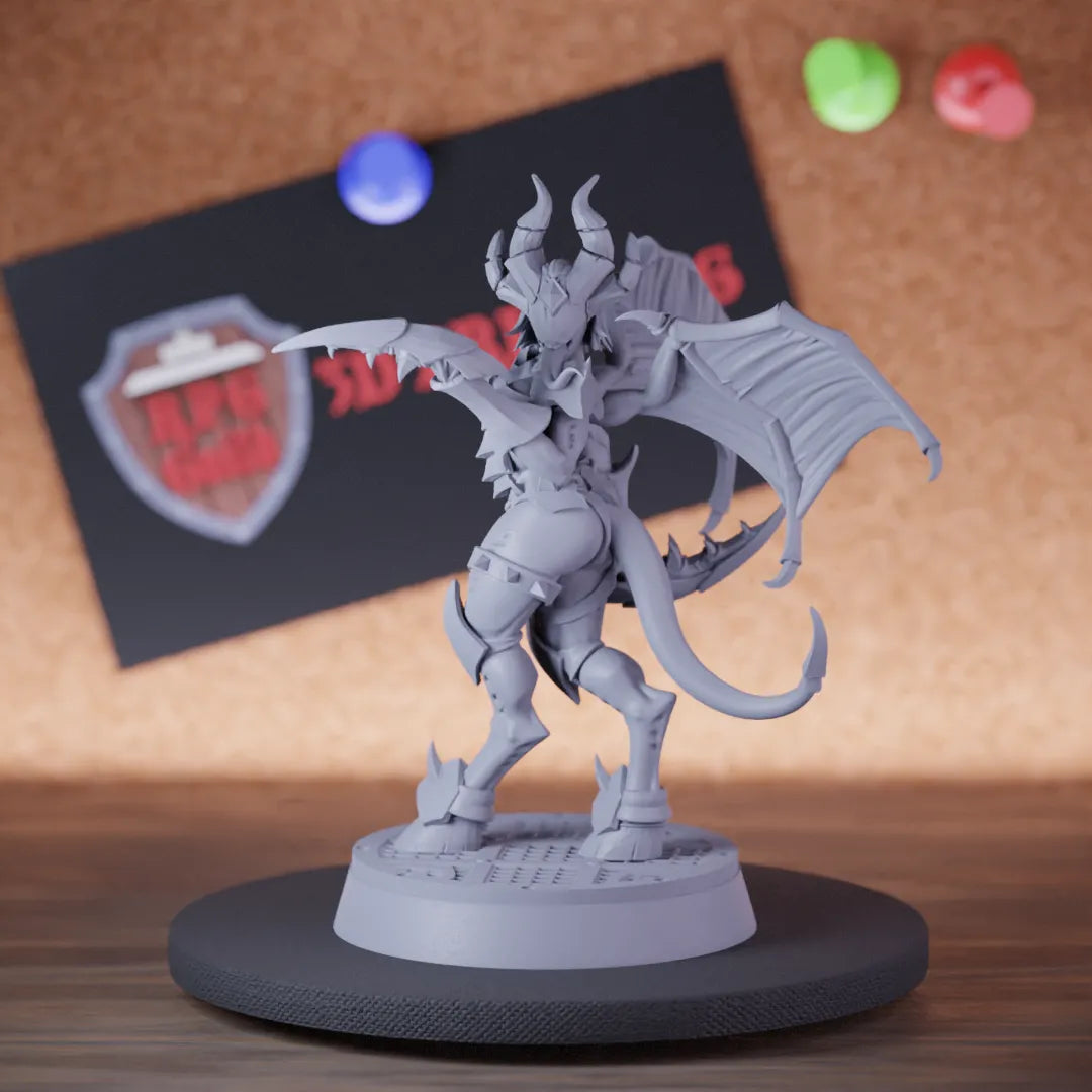 Highly detailed demon succubus hellmaiden miniature of Succubus, perfect for DnD 5e encounters, fantasy tabletop RPG campaigns, painting and display.