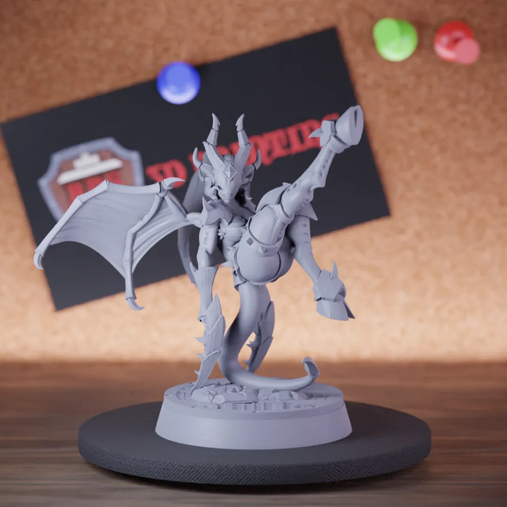 Highly detailed demon succubus hellish spawn miniature of Succubus, perfect for DnD 5e encounters, fantasy tabletop RPG campaigns, painting and display.