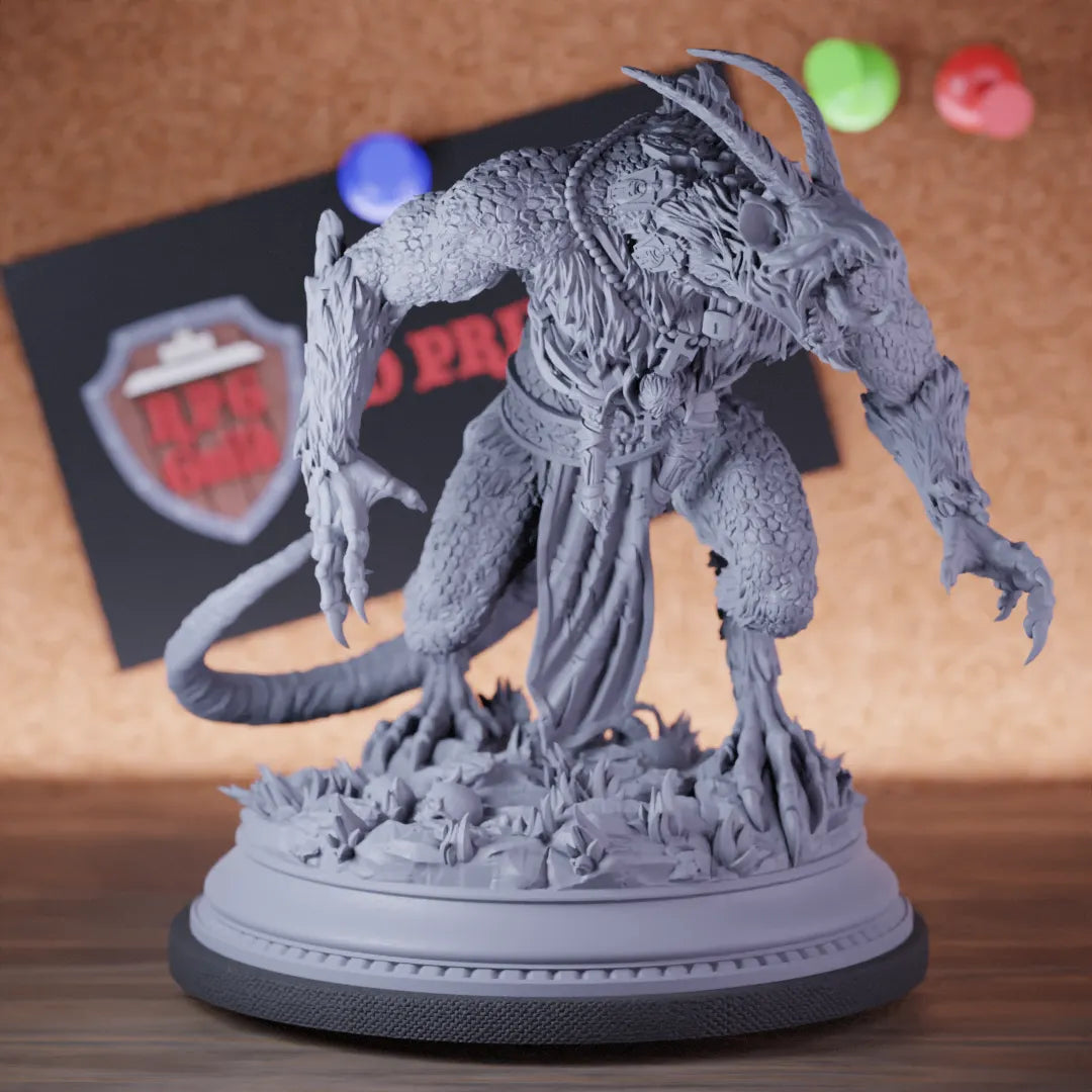 Highly detailed fox spirit miniature of The, perfect for DnD 5e encounters, fantasy tabletop RPG campaigns, painting and display.