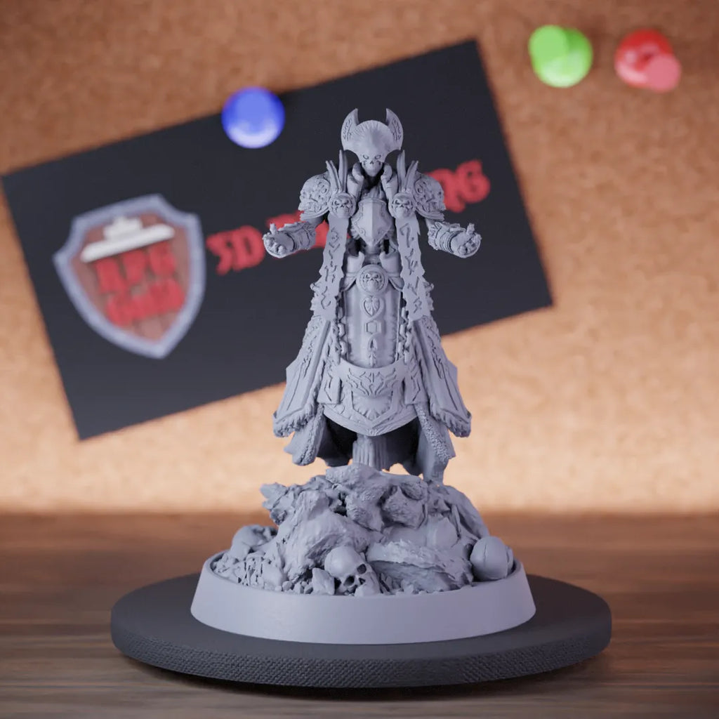 Highly detailed priest undead lich ghost miniature of The, perfect for DnD 5e encounters, fantasy tabletop RPG campaigns, painting and display.