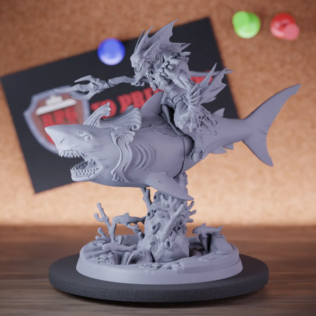 Sahuagin 5e | DnD Sahuagin Shark Rider Trident Miniature