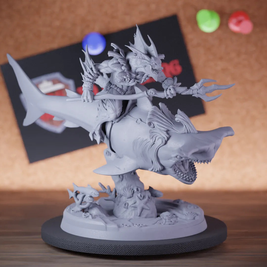 Sahuagin 5e | DnD Sahuagin Hammerhead Shark Rider Miniature