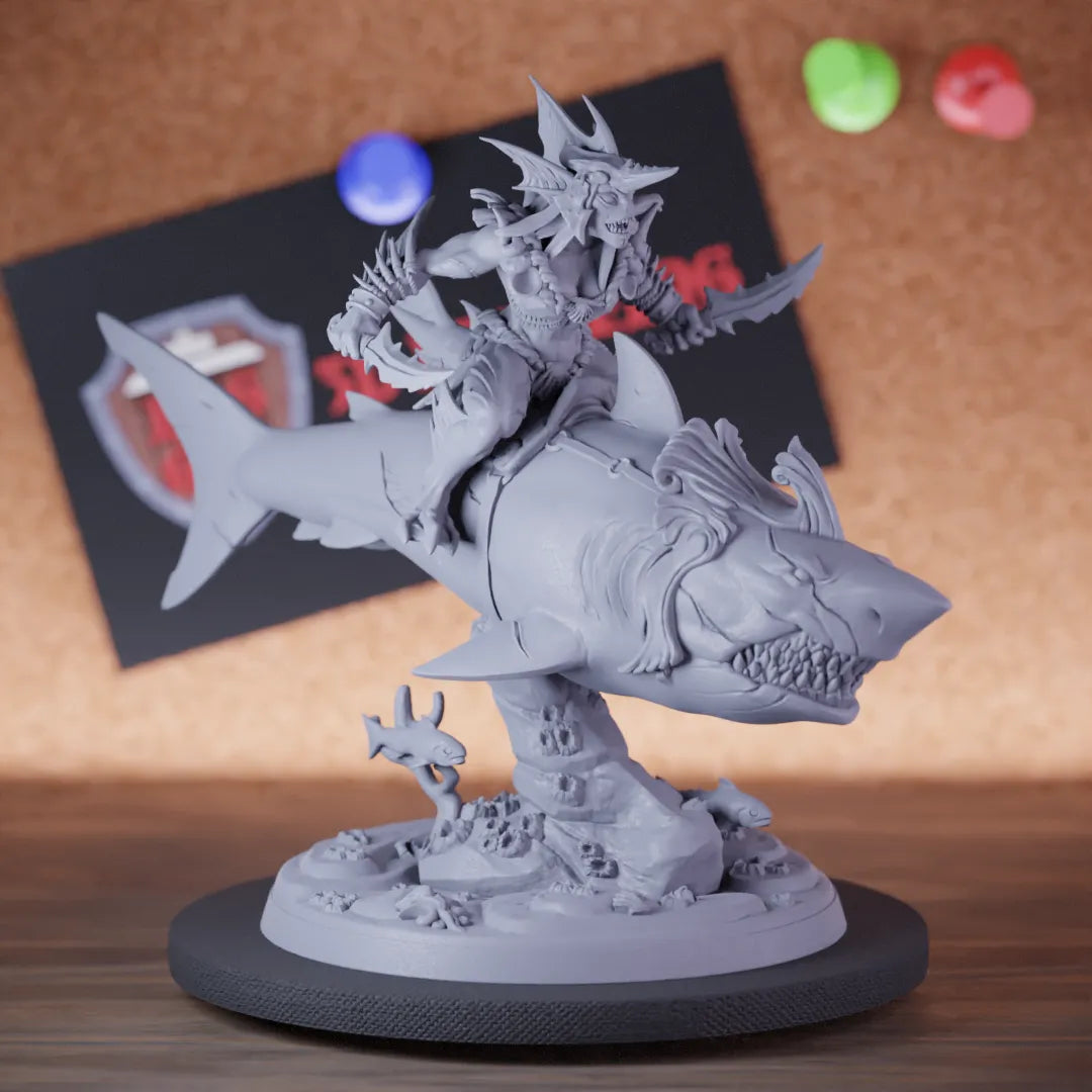 Sahuagin 5e | DnD Sahuagin Female Shark Rider Sword Miniature