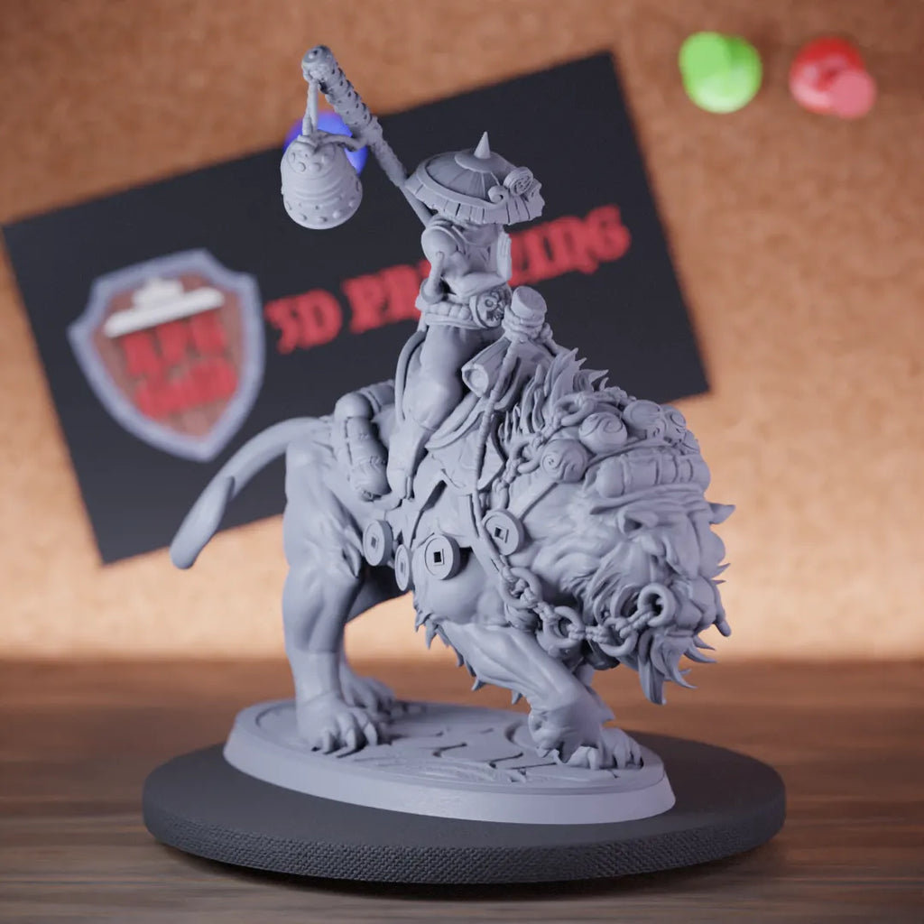 Highly detailed samurai warrior rider tiger miniature of TigreCelestial, perfect for DnD 5e encounters, fantasy tabletop RPG campaigns, painting and display.