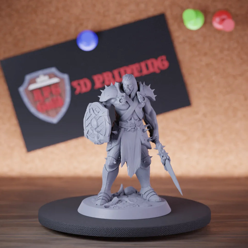 Barbarian 5e | DnD Human Shield Spear Miniature