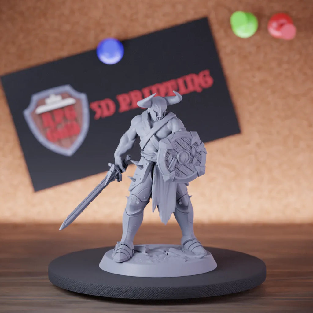 Barbarian 5e | DnD Human Shield Sword Miniature
