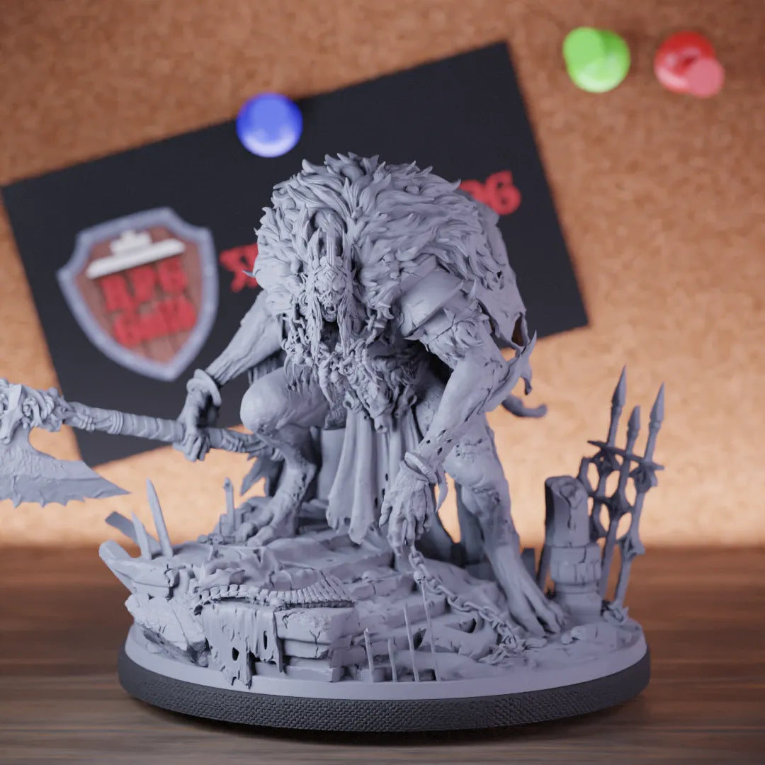 Highly detailed undead boss king bbeg miniature of Undead, perfect for DnD 5e encounters, fantasy tabletop RPG campaigns, painting and display.