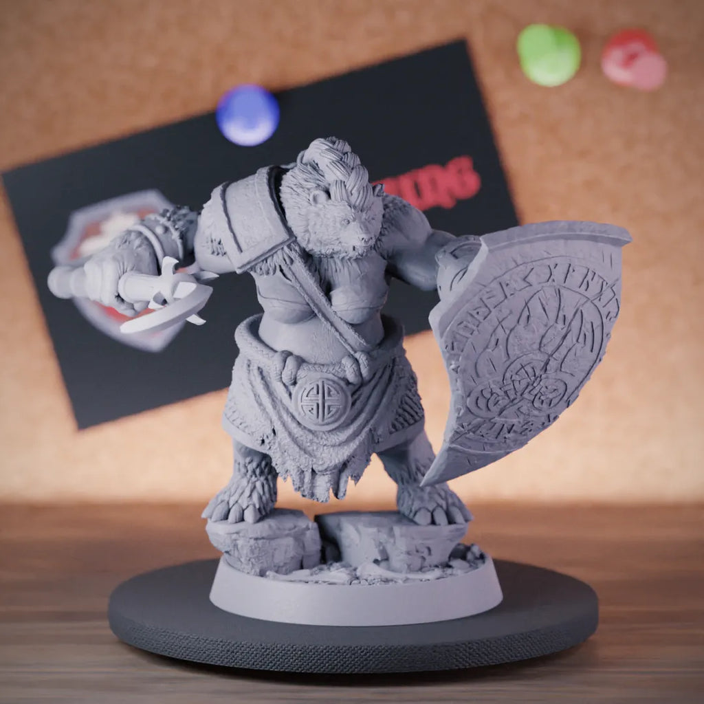 Werebear 5e | DnD Female Werebear Warrior Shield Miniature