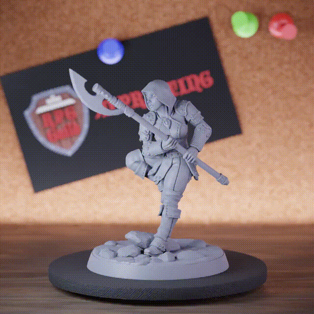Schurkin 5e | DnD Miniatur einer weiblichen Hellebarden-Schurkin 