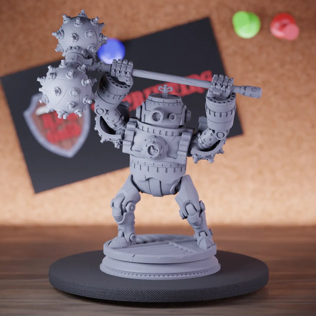 Highly detailed construct clockwork hammer robot miniature of VenatorHammer, perfect for DnD 5e encounters, fantasy tabletop RPG campaigns, painting and display.