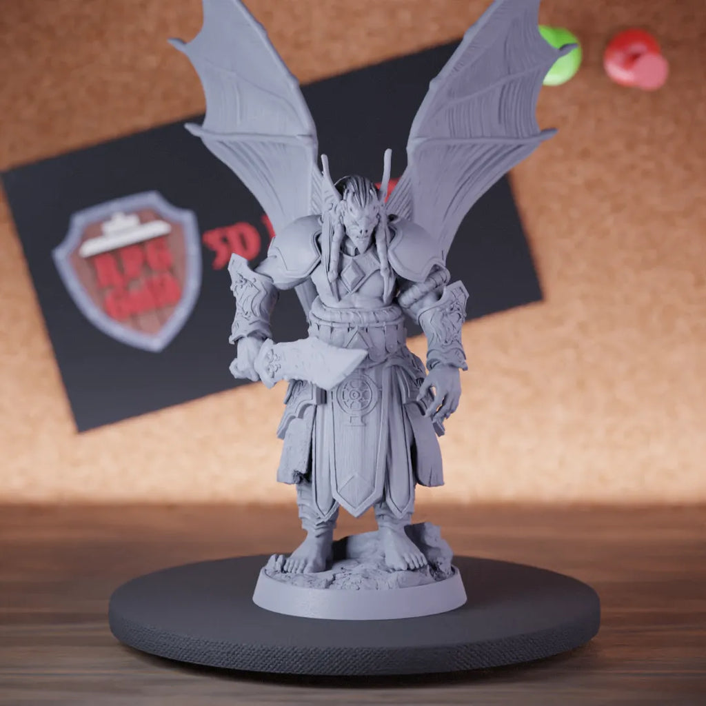 Highly detailed demon boss winged longsword miniature of Vesper, perfect for DnD 5e encounters, fantasy tabletop RPG campaigns, painting and display.