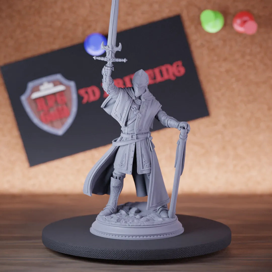 Highly detailed inquisitor savage warrior knight halberd miniature of Vicar, perfect for DnD 5e encounters, fantasy tabletop RPG campaigns, painting and display.