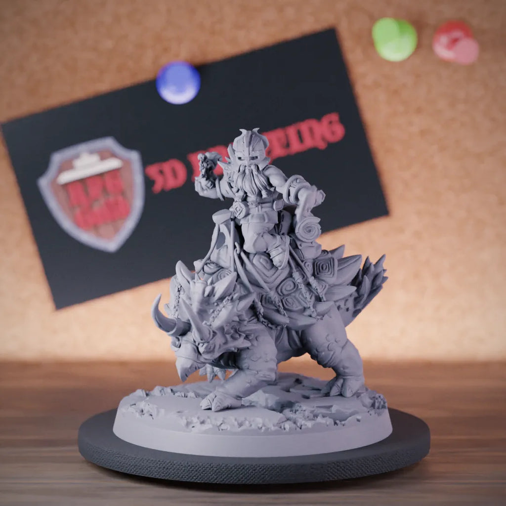 Dwarf 5e | DnD Dwarf Cavalry Dinosaur Spear Miniature