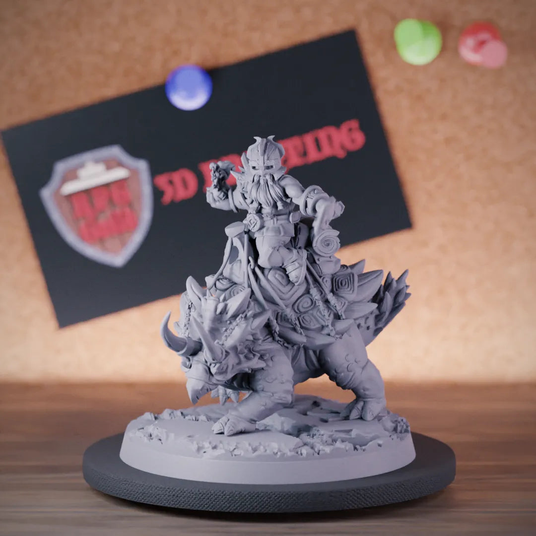 Dwarf 5e | DnD Dwarf Cavalry Dinosaur Spear Miniature